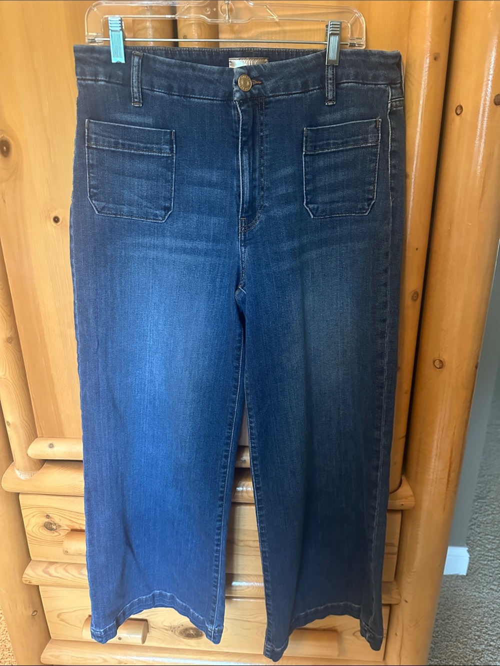 Kut from the Kloth Meg Wide legDark Blue Wide Leg Jeans with Front Patch Pockets